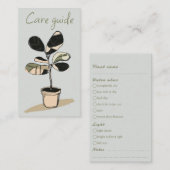 Carte D'accompagnement Guide de soins simple pour les commandes de plante (Devant / Derrière)