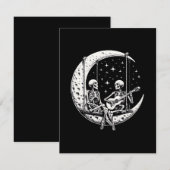 Carte D'accompagnement Guitare de lune de couple de squelettes (Devant / Derrière)