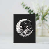 Carte D'accompagnement Guitare de lune de couple de squelettes (Debout devant)