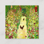 Carte D'accompagnement Gustav Klimt Garden with Chickens<br><div class="desc">Cartes de clôture représentant la peinture à l’huile de Gustav Klimt Jardin avec coqs (1917). Deux poulets bruns se dressent sur un chemin de jardin. De belles fleurs roses,  rouges et blanches fleurissent le long du chemin. Un grand cadeau pour les amateurs d'art Art Nouveau et autrichien.</div>