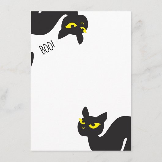 Carte D'accompagnement Halloween, Chat, Noir, Boo ! Design tendance (Dos)
