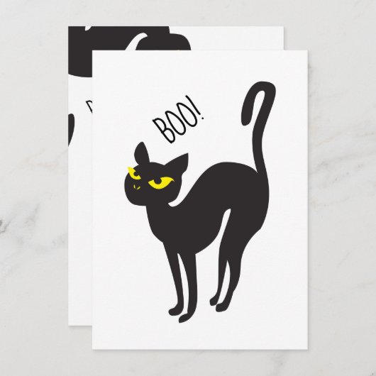 Carte D'accompagnement Halloween, Chat, Noir, Boo ! Design tendance (Devant / Derrière)