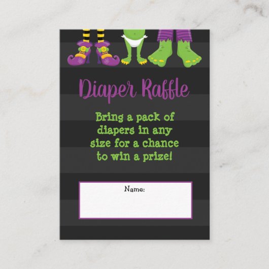 Carte D'accompagnement Halloween Monster Baby shower Déchets Raffle (Devant)