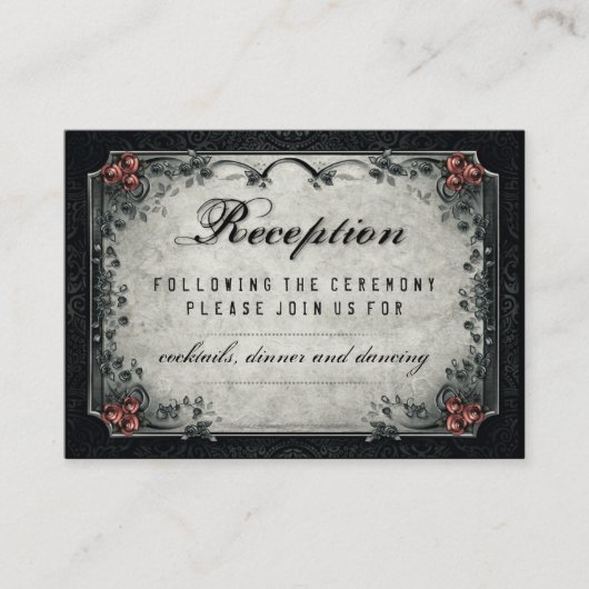 Carte D'accompagnement Halloween Noir & Gris Rouge Roses Réception de mar (Devant)