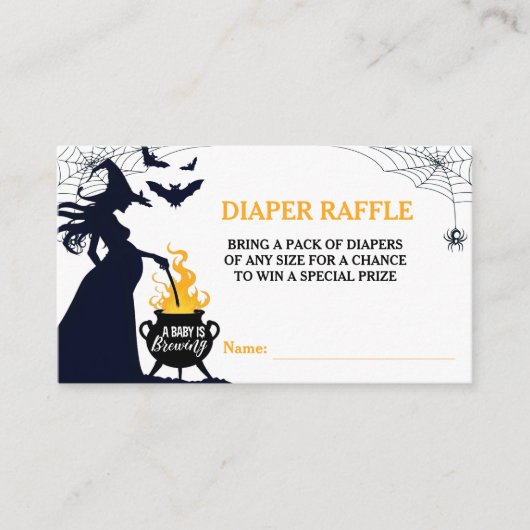 Carte D'accompagnement Halloween Sorcière Baby shower Déchets Raffle (Devant)