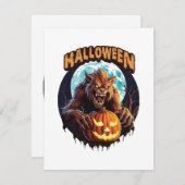 Carte D'accompagnement Halloween Werewolf (Devant / Derrière)