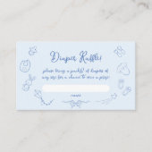 Carte D'accompagnement Hand Drawn Baby Shower, Bow Boy Diaper Raffle (Devant)
