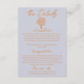 Carte D'accompagnement Hand Drawn Blue Orange Floral Wedding Details (Devant)