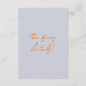 Carte D'accompagnement Hand Drawn Blue Orange Floral Wedding Details (Dos)