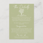 Carte D'accompagnement Hand Drawn Olive Green Floral Wedding Details (Devant)