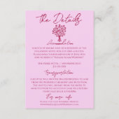 Carte D'accompagnement Hand Drawn Raspberry Pink Floral Wedding Details (Devant)