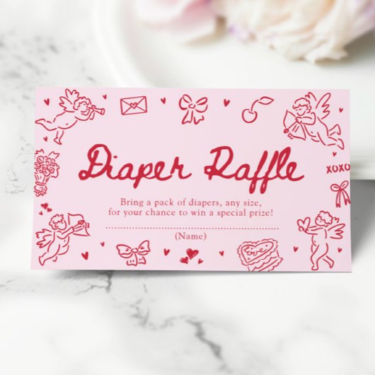 Carte D'accompagnement Hand Drawn Valentine Baby Shower Diaper Raffle