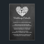 Carte D'accompagnement Hanging Heart Tree Chalkboard Mariage Collection<br><div class="desc">Ces Cartes Détail peuvent être personnalisées pour votre occasion spéciale et rendraient l'insert parfait assorti pour une suite mariage, douche nuptiale, fête de fiançailles, fête d'anniversaire et bien plus encore. Ces cartes peuvent être utilisées pour créer des cartes de détail, des cartes d'information pour les clients, des cartes d'hébergement, des...</div>