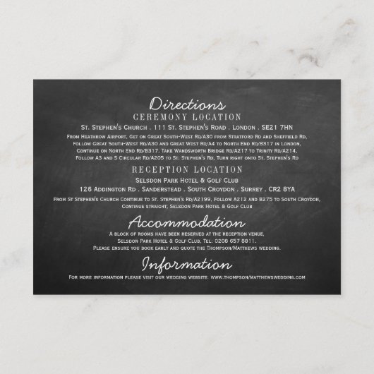 Carte D'accompagnement Hanging Heart Tree Chalkboard Mariage Collection (Dos)