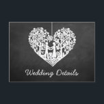 Carte D'accompagnement Hanging Heart Tree Chalkboard Mariage Collection<br><div class="desc">Ces cartes de détails mariages présentent un arbre suspendu romantique, et bientôt être mari et femme, qui est sculpté en forme de coeur. L'arrière - plan de l'effet Chalkboard rend ces cartes de détail parfaites pour tout couple qui planifie une célébration mariage romantique. Ces cartes de détails peuvent facilement être...</div>