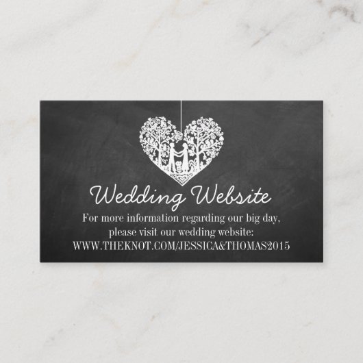 Carte D'accompagnement Hanging Heart Tree Chalkboard site Mariage (Devant)