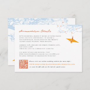 Carte D'accompagnement Hanging Origami Orange Crane Asiatique Détails du