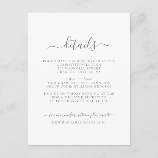 Carte D'accompagnement Hannah | Simple Calligraphie Détails du client Mar (Devant)