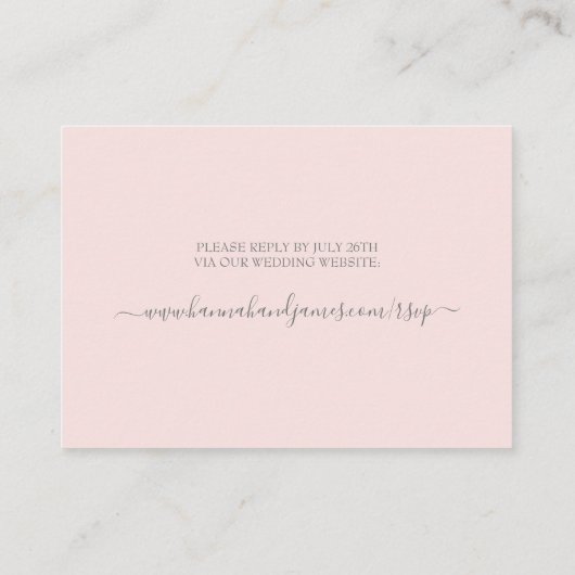 Carte D'accompagnement Hannah Simple Script Mariage site Web RSVP (Dos)