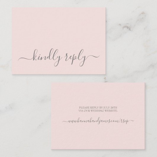 Carte D'accompagnement Hannah Simple Script Mariage site Web RSVP (Devant / Derrière)