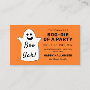 Carte D'accompagnement Happy Ghost, Orange Halloween Party Ticket Invitat