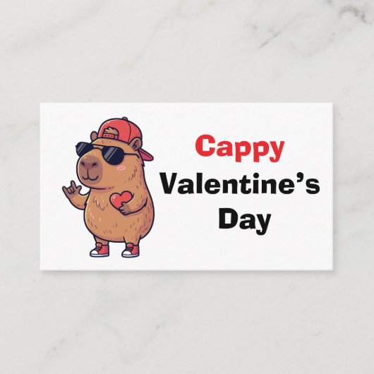 Carte D'accompagnement Happy Valentine's Day Cool Capybara Classroom Card (Devant)