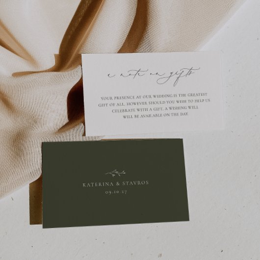 Carte D'accompagnement HARMONIE Olive Green Mariage Une note sur les cade