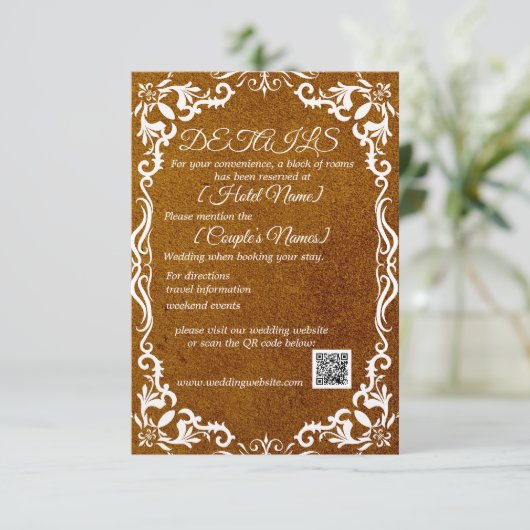 Carte D'accompagnement Havana Brown Minimal Elegant Wedding Enclosure Car (Debout devant)