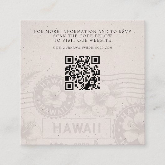 Carte D'accompagnement Hawaii Passport Mariage QR (Devant)