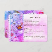 Carte D'accompagnement Heart Floral Rose Butterfly Mariage Détails du cli (Devant / Derrière)