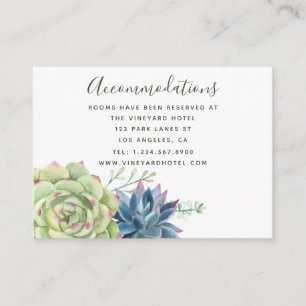 Carte D'accompagnement Hébergement de mariage aux cactus succulents aquar