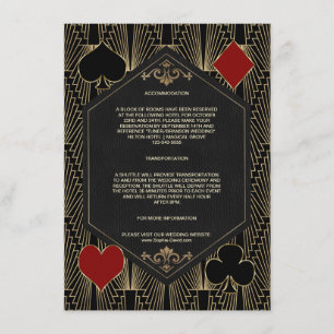 Carte D'accompagnement Hébergement de mariage Casino Roaring 20s Gatsby