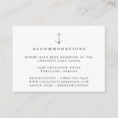 Carte D'accompagnement Hébergement de mariage élégant à l'ancre nautique (Devant)