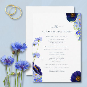 Carte D'accompagnement Hébergement de mariage floral bleu élégant d'été
