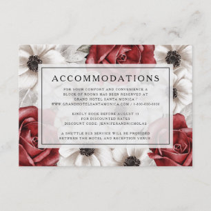 Carte D'accompagnement Hébergement de mariage floral burgundy élégant