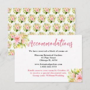 Carte D'accompagnement Hébergement de mariage floral jungle tropical