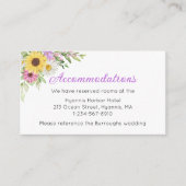 Carte D'accompagnement Hébergement de mariage floral tournesol marguerite (Devant)