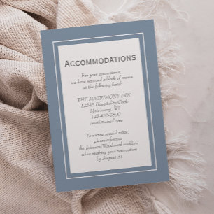 Carte D'accompagnement Hébergement de mariage minimaliste bleu gris pouss