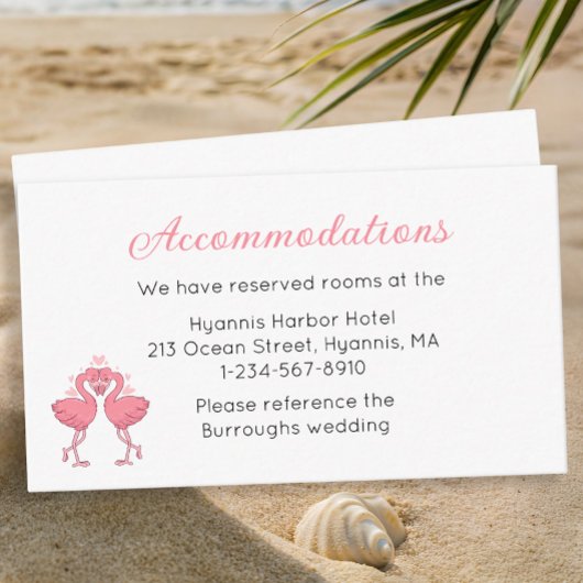 Carte D'accompagnement Hébergement de mariage tropical sur la plage aux f