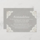 Carte D'accompagnement Hébergement | Dentelle rustique et lin gris (Devant / Derrière)