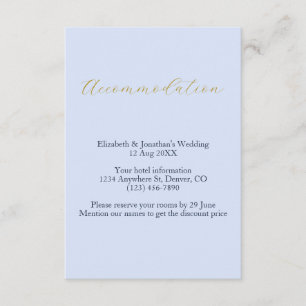 Carte D'accompagnement Hébergement Mariage bleu opulent