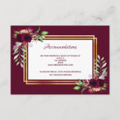 Carte D'accompagnement hébergement mariage boho bordeaux fleuri (Devant)