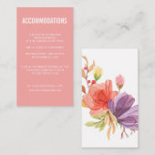 Carte D'accompagnement HÉBERGEMENT mariage Fleur sauvage Rose Bold (Devant / Derrière)