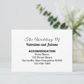 Carte D'accompagnement Hébergement Mariage noir et blanc (Debout devant)