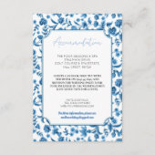 Carte D'accompagnement Hébergement Mariage RSVP Chintz Bleu Blanc (Devant)