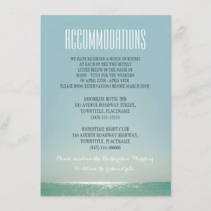 Carte D'accompagnement hébergement pour mariages sur la plage