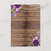 Carte D'accompagnement Hébergement Rustique Mariage Fleurs Bois Violet (Dos)