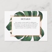 Carte D'accompagnement Hébergement Tropical Palm Leaf Monstera (Devant)