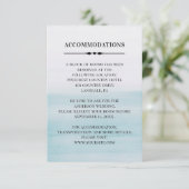 Carte D'accompagnement Hébergements bleu aquarelle. Détails du mariage (Debout devant)