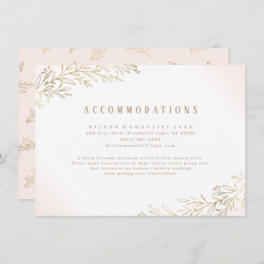 Carte D'accompagnement Hébergements botaniques en or clair (Devant / Derrière)